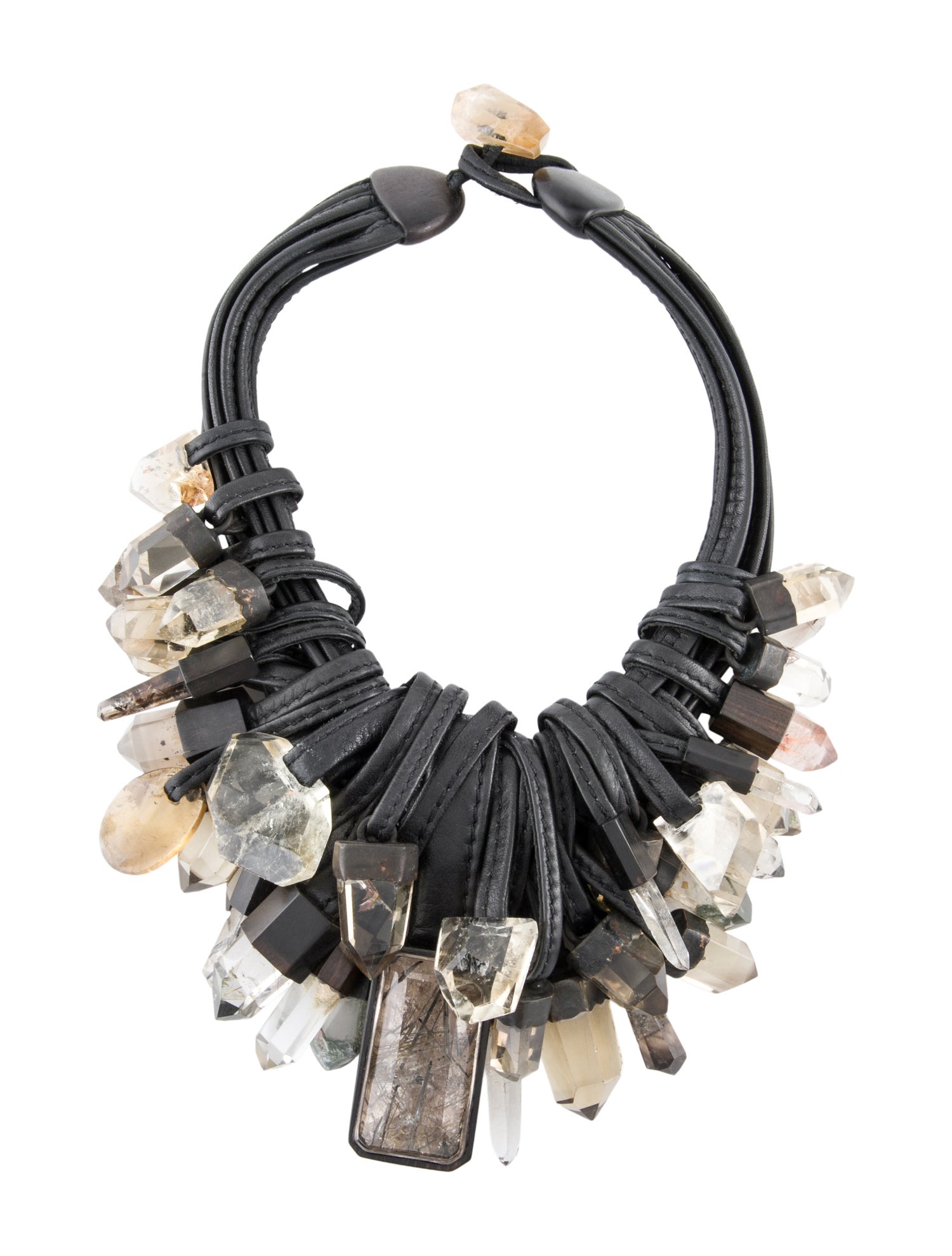 Monies Multistone & Leather Multistrand Necklace