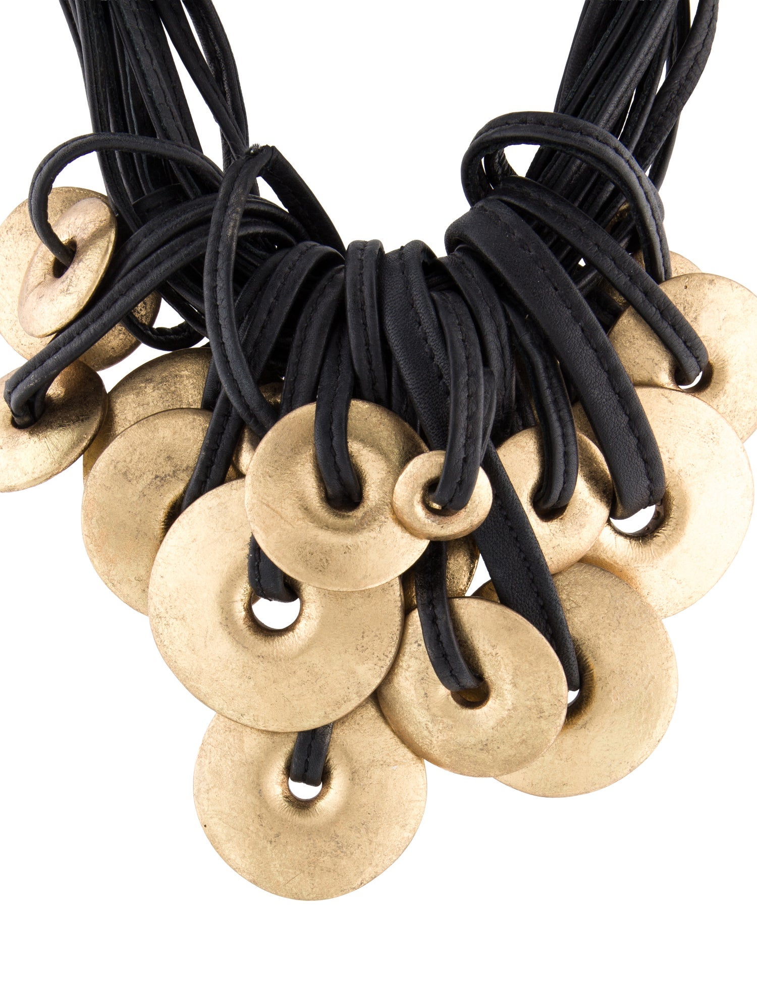 Monies Leather & Metallic Wood Collar Necklace