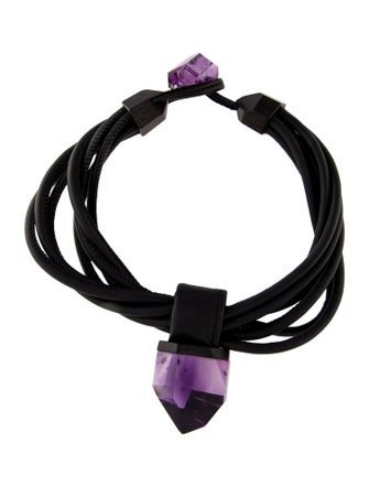 Monies Leather & Amethyst Choker