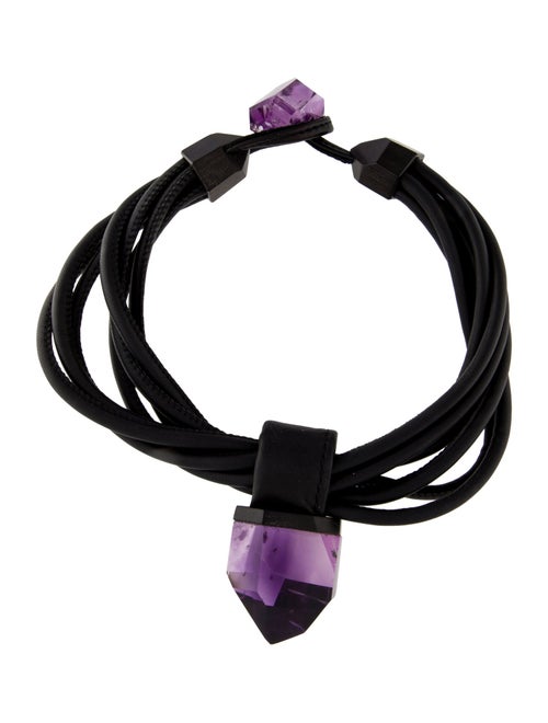 Monies Leather & Amethyst Choker