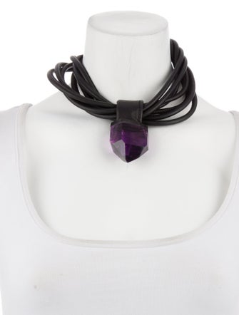 Monies Leather & Amethyst Choker