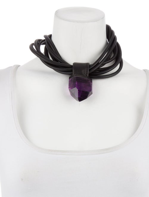 Monies Leather & Amethyst Choker