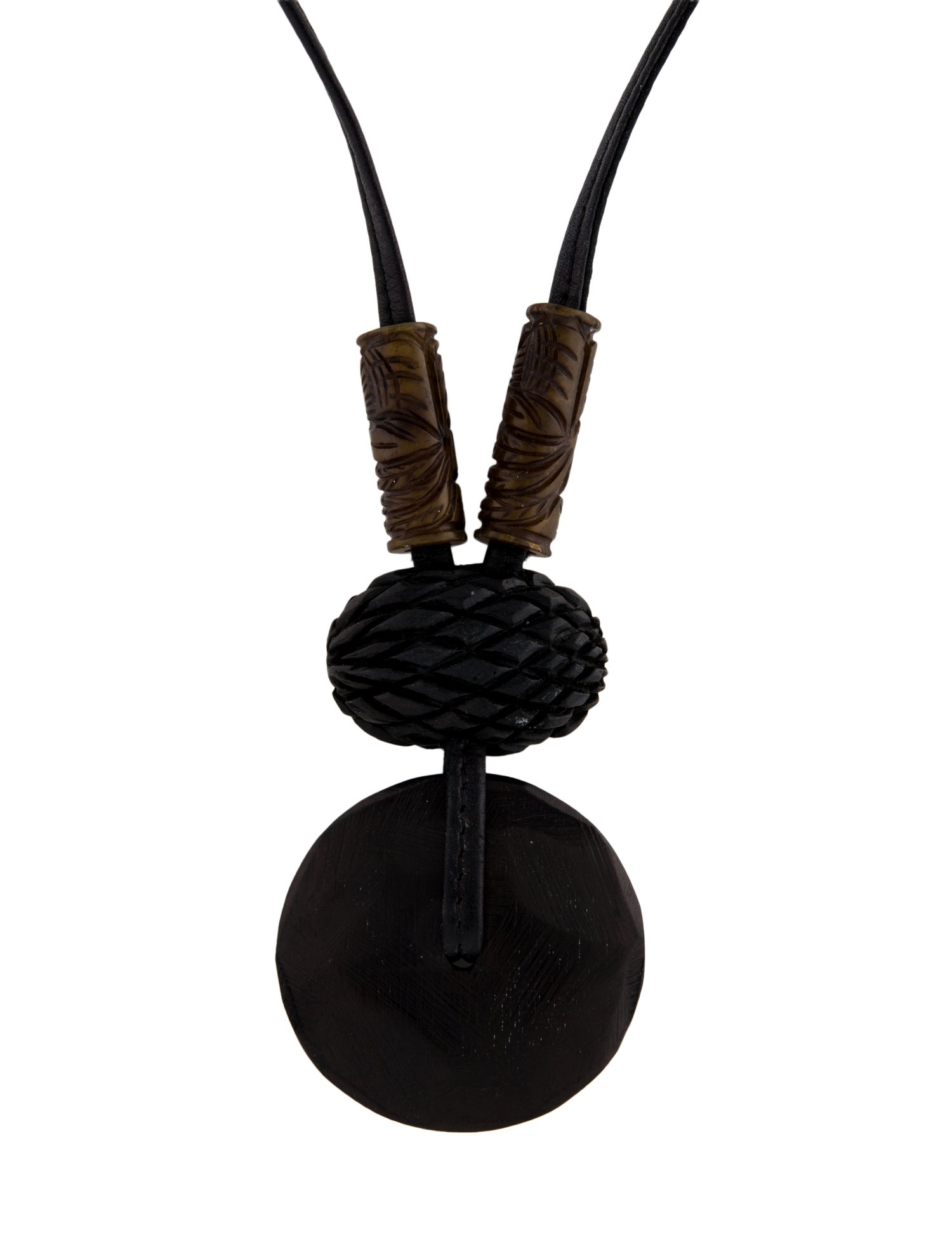 Monies Wood Leather Pendant Necklace