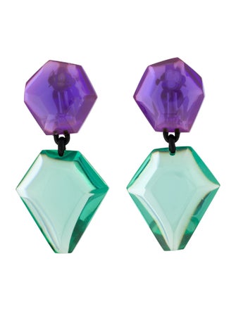 Monies Lucite & Leather Riley Clip-On Drop Earrings