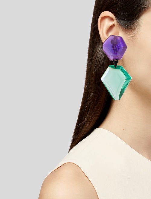 Monies Lucite & Leather Riley Clip-On Drop Earrings
