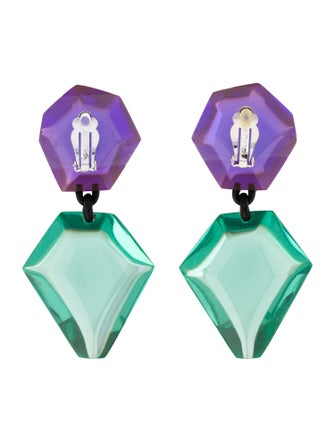 Monies Lucite & Leather Riley Clip-On Drop Earrings