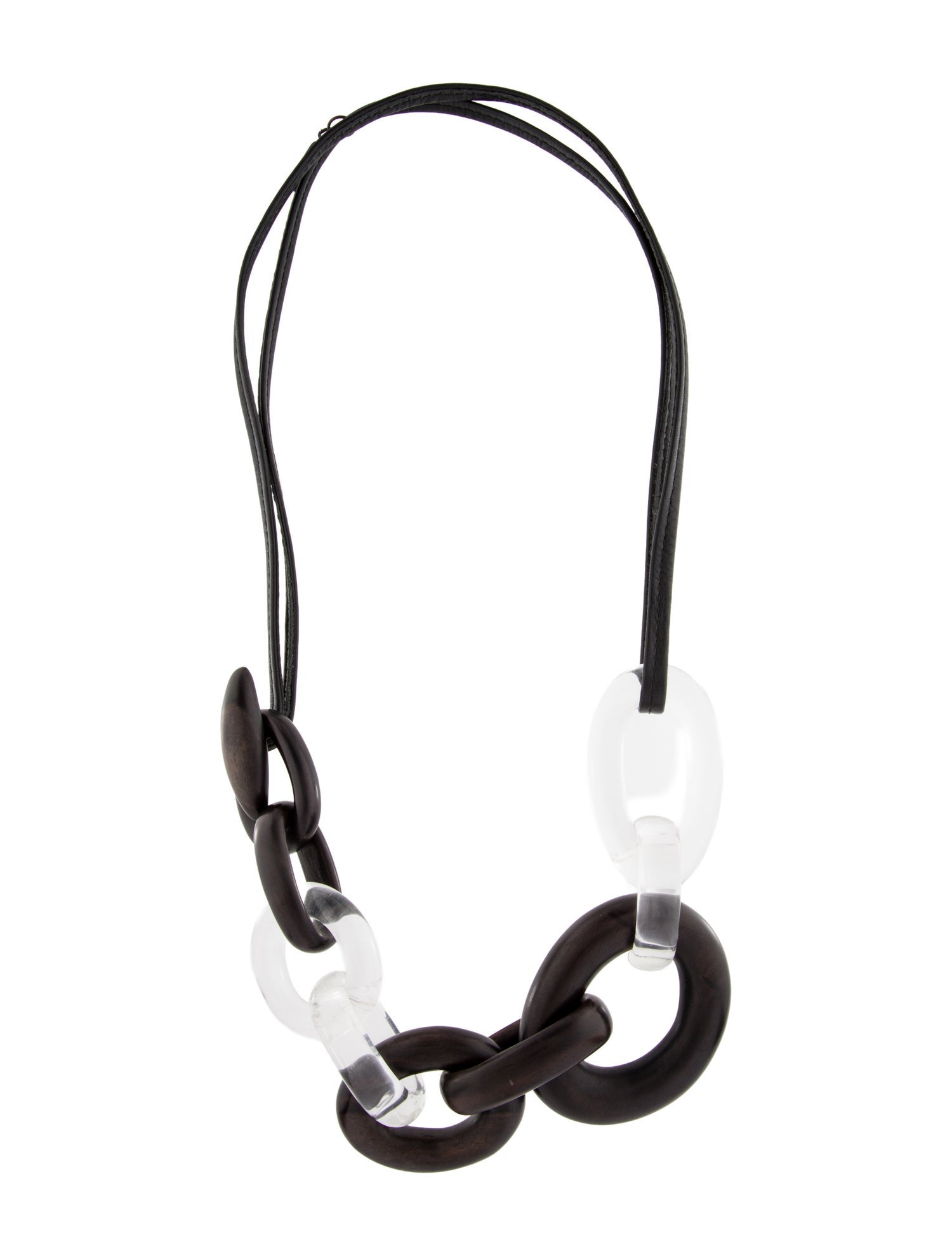 Monies Leather, Acrylic & Wood Double Strand Necklace