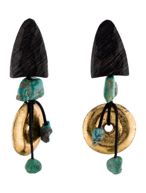 Monies Resin, Wood & Cord Clip-On Drop Earrings