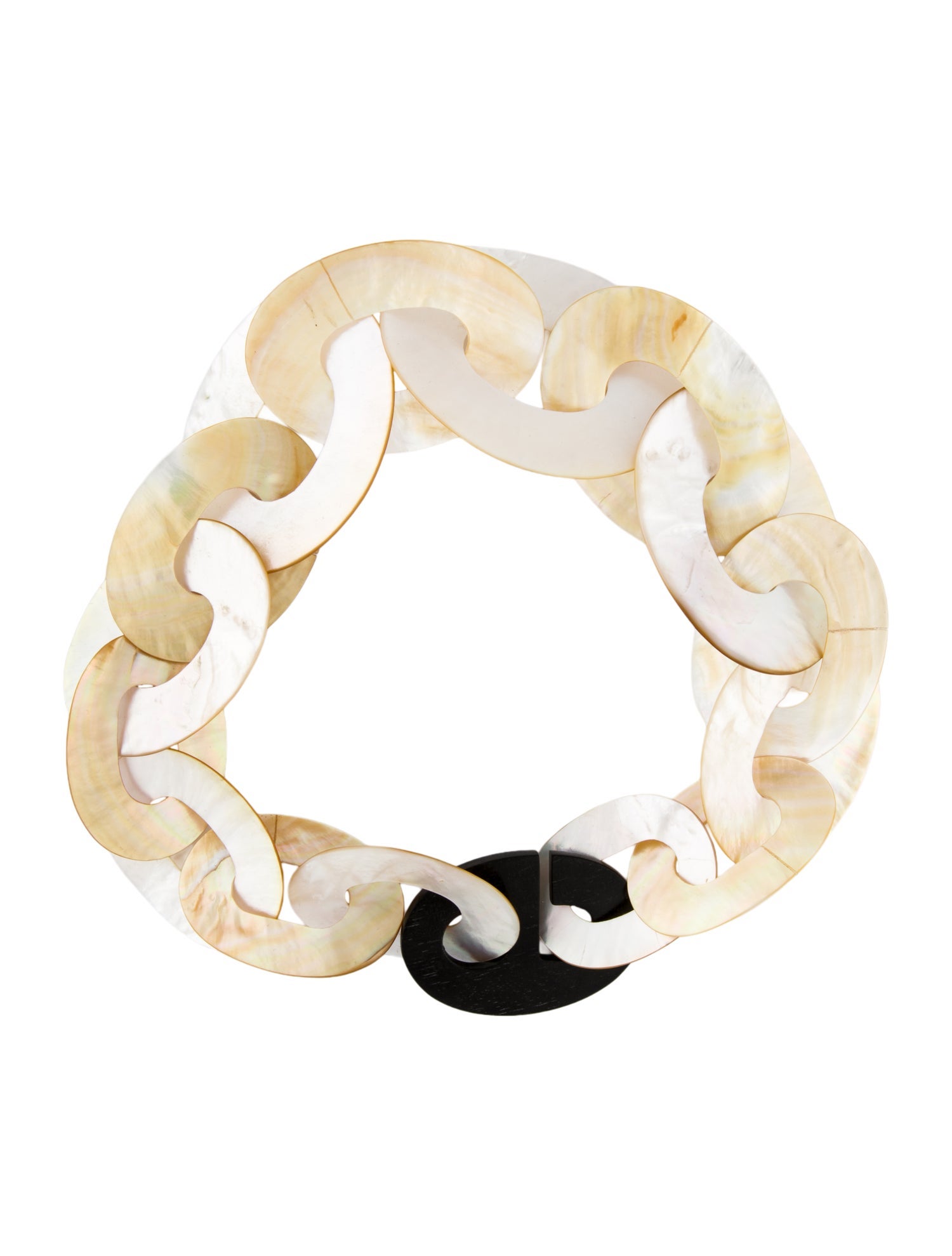 Monies Mother Of Pearl & Wood Collar Necklace