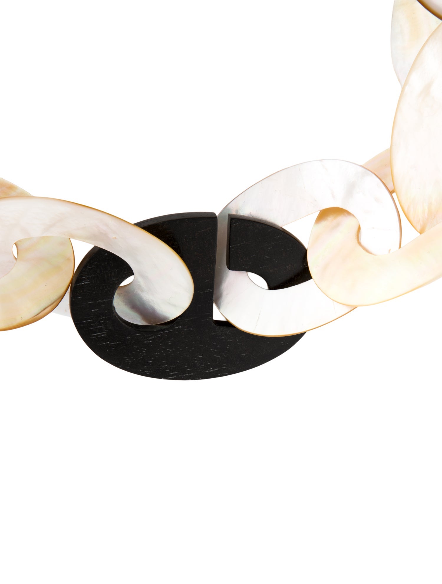 Monies Mother Of Pearl & Wood Collar Necklace