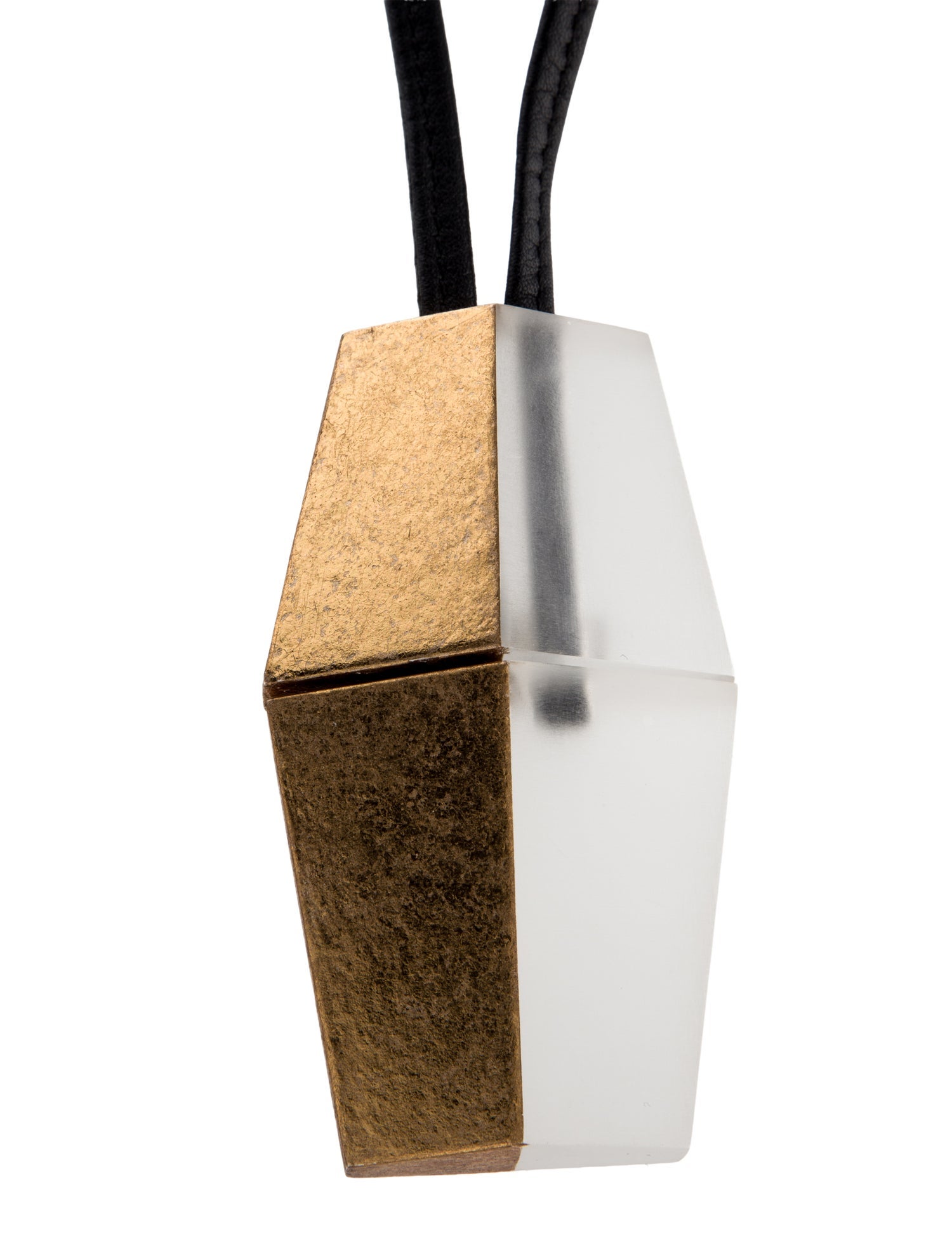 Monies Leather & Acrylic Pendant Gold-Foil Necklace