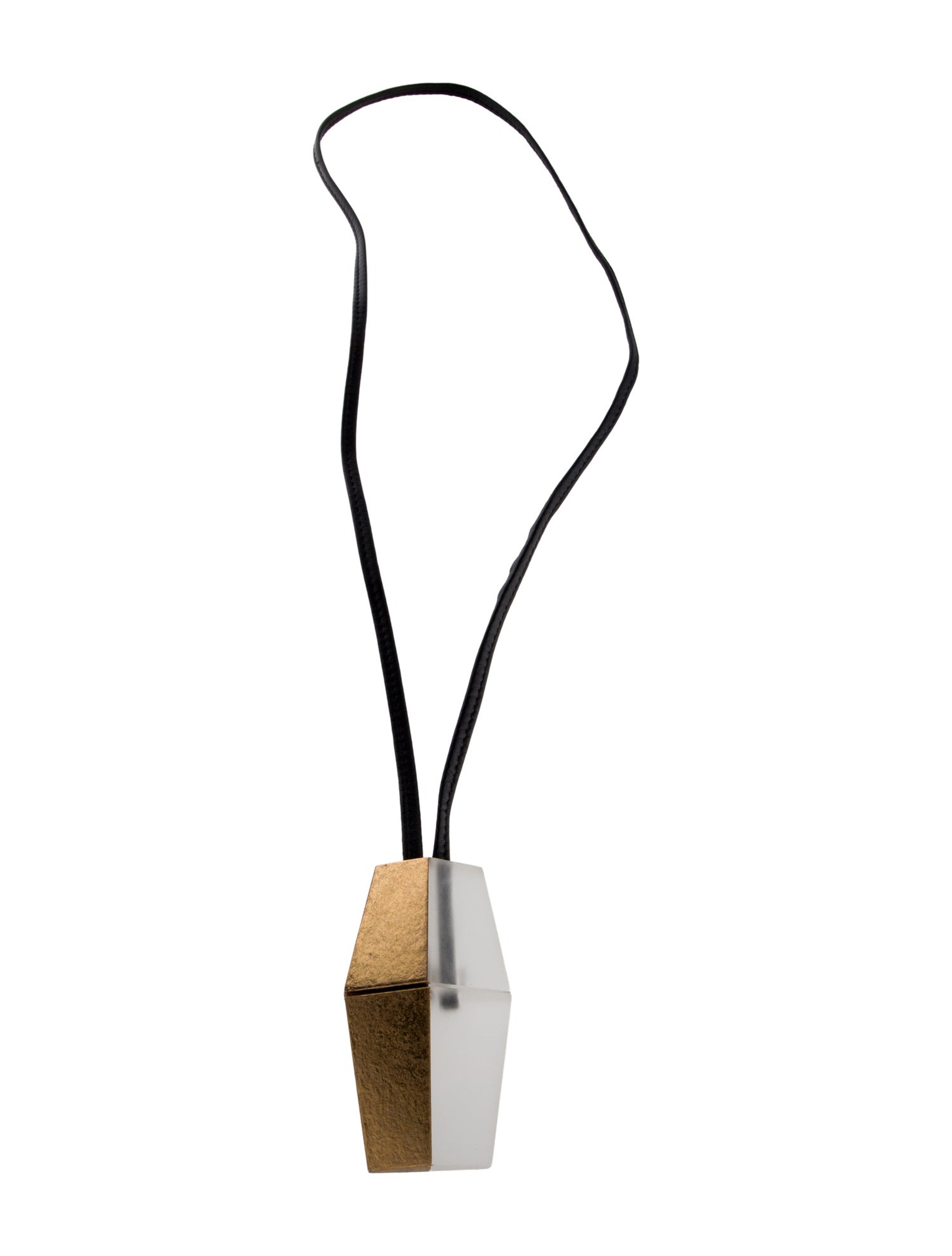 Leather & Acrylic Pendant Gold-Foil Necklace