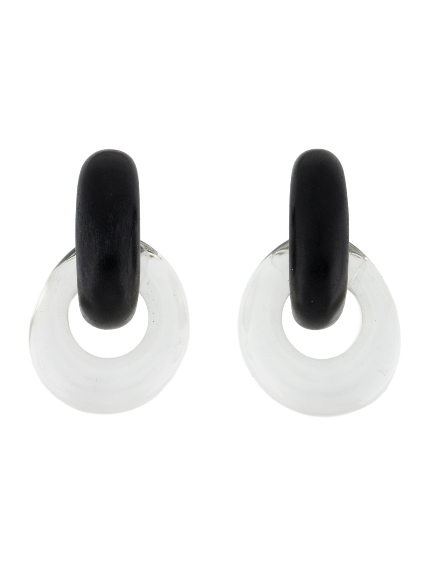 Monies Lucite & Wood Havana Clip On Drop Earrings