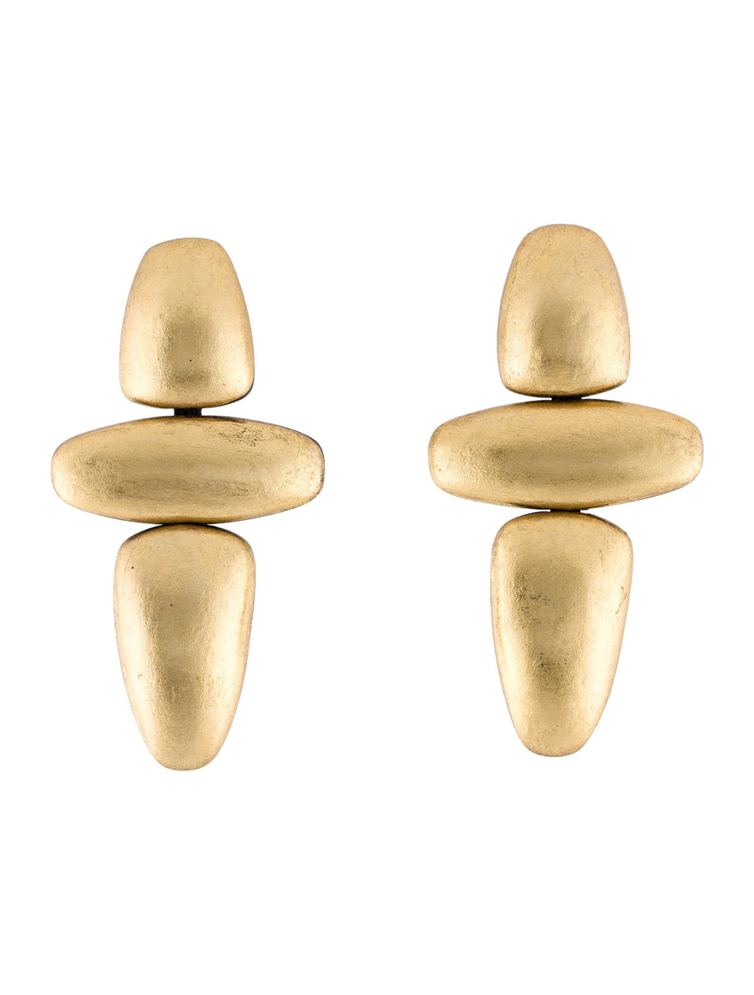 Monies Gold Leaf & Wood Drop Clip On Earrings