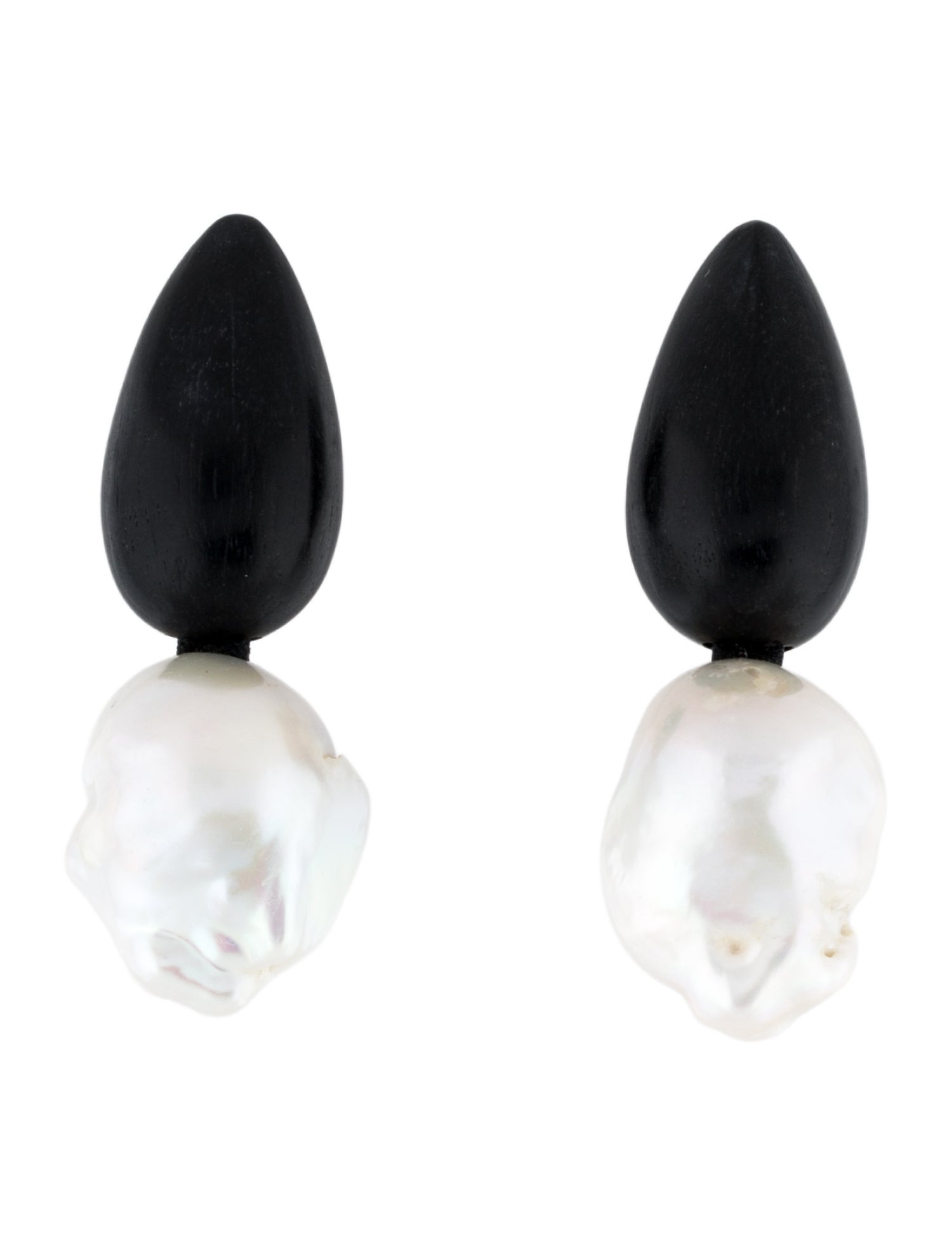 Monies Pearl & Wood Clip On Earrings