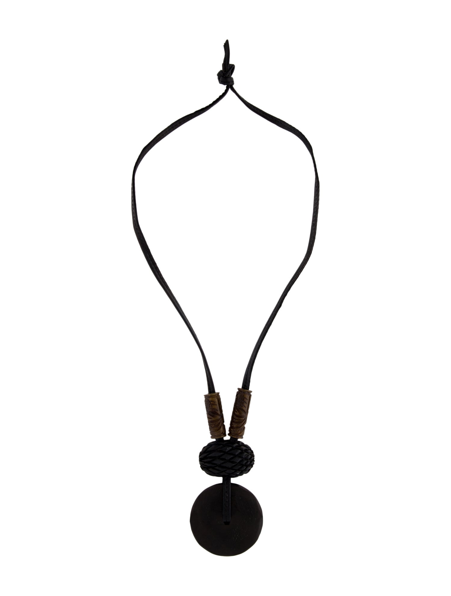 Monies Wood Leather Pendant Necklace