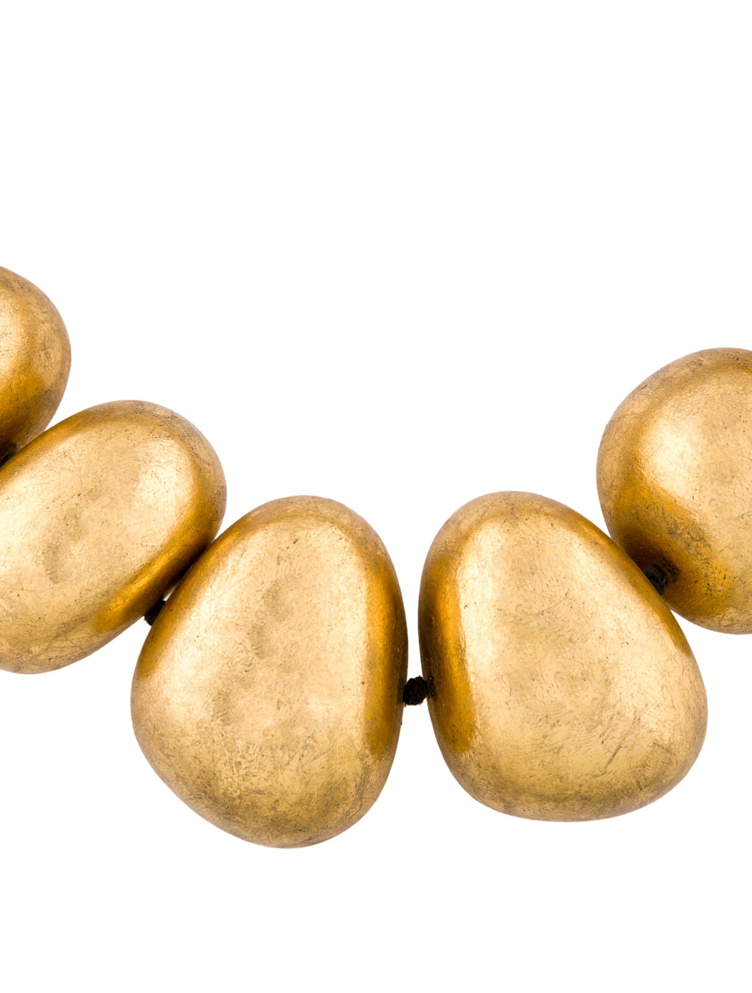 Monies Gold Foil And Leather Bead Collar Necklace