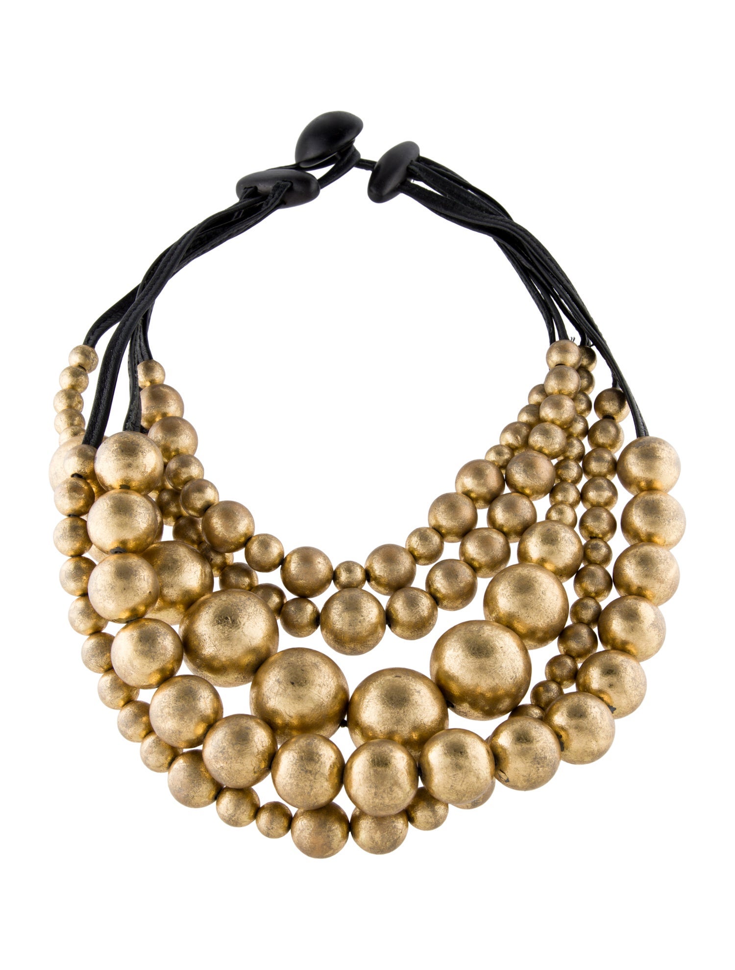 Monies Leather & Bead Graduated Multistrand Necklace