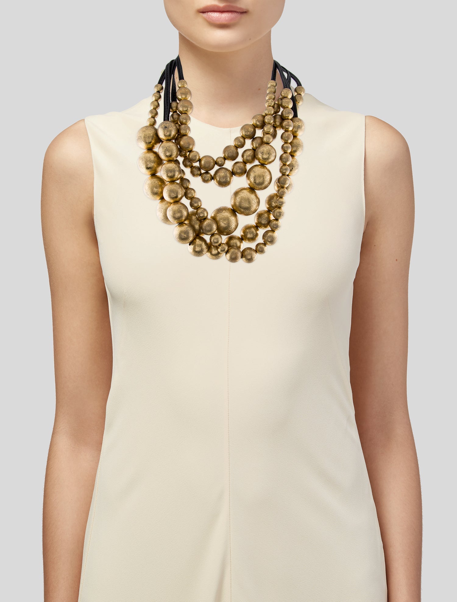 Monies Leather & Bead Graduated Multistrand Necklace