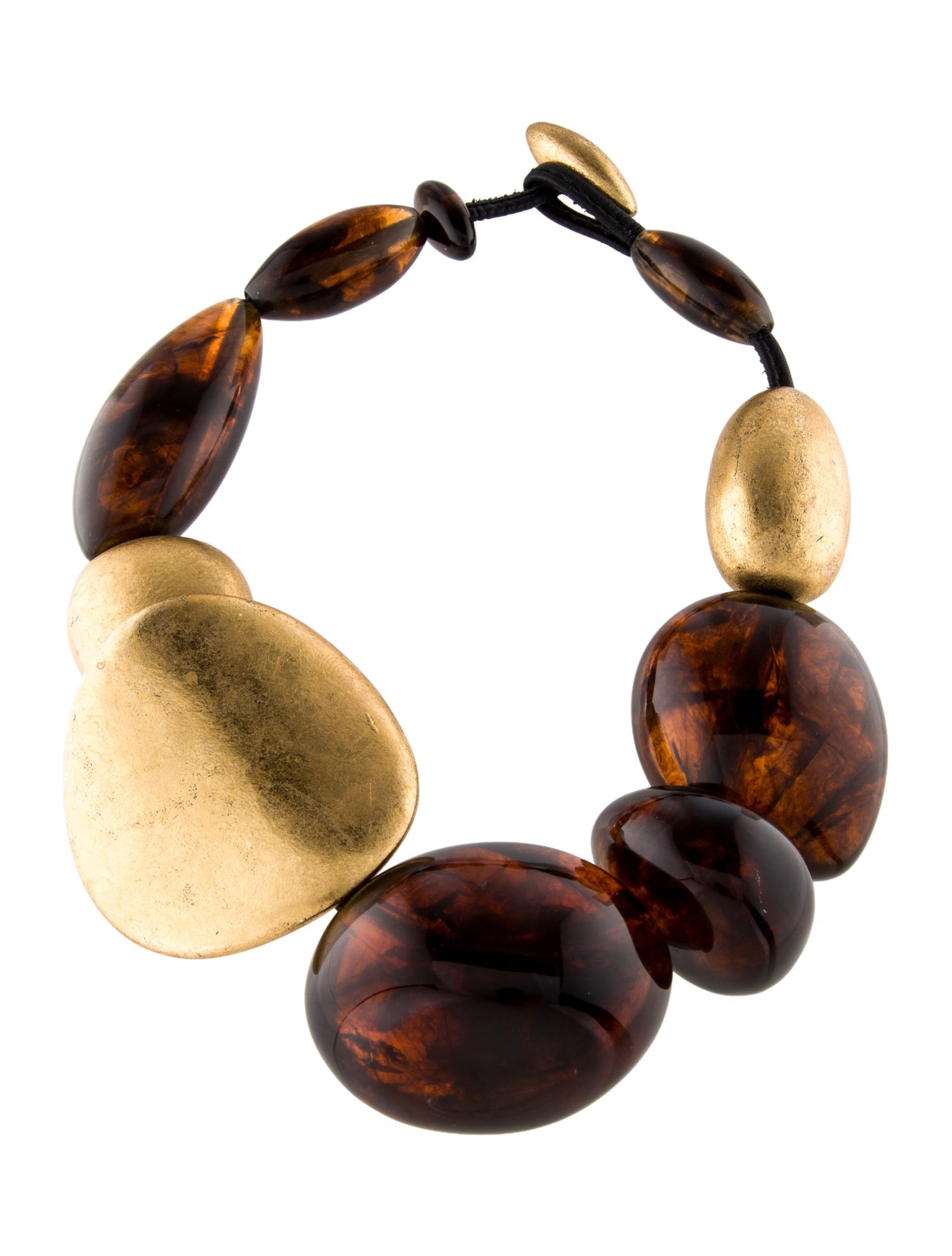 Monies Leather, Resin & Foil Collar Necklace