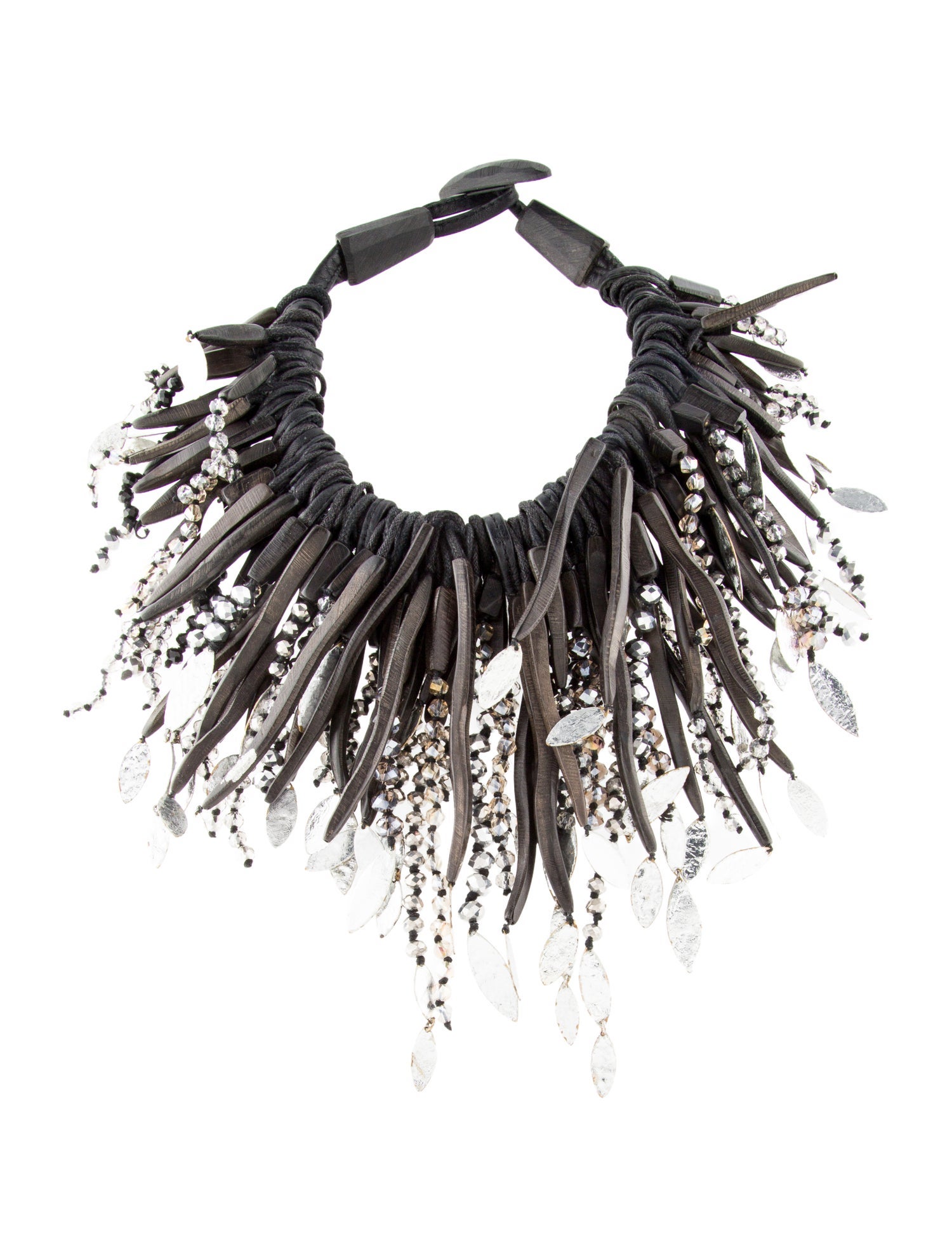 Monies Leather, Wood, & Bead Collar Necklace