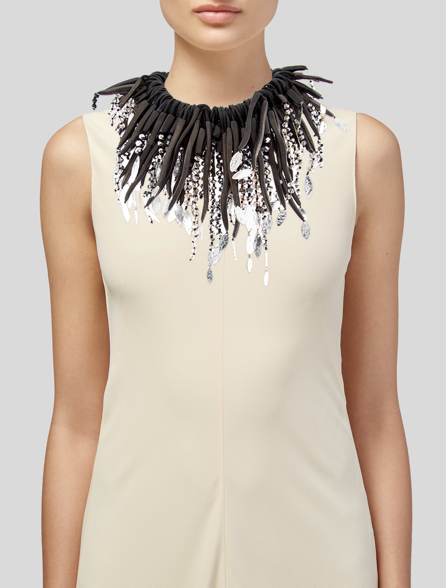 Monies Leather, Wood, & Bead Collar Necklace