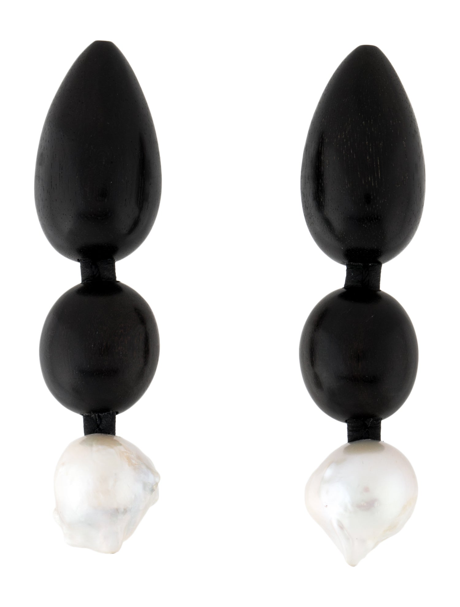 Monies Pearl & Wood Clip-On Earrings