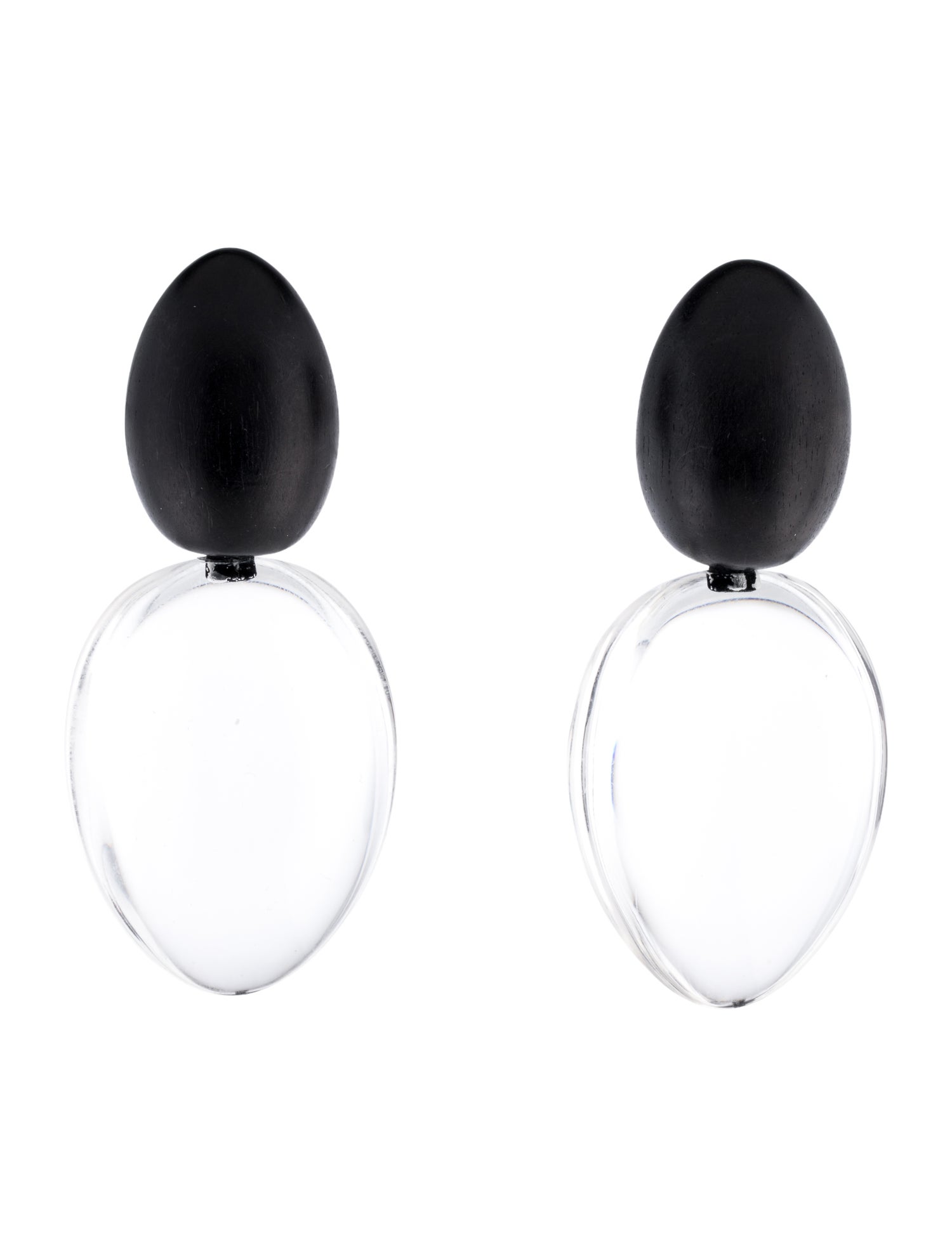 Monies Acrylic & Ebony Wood Oversized Clip-on Drop Earrings