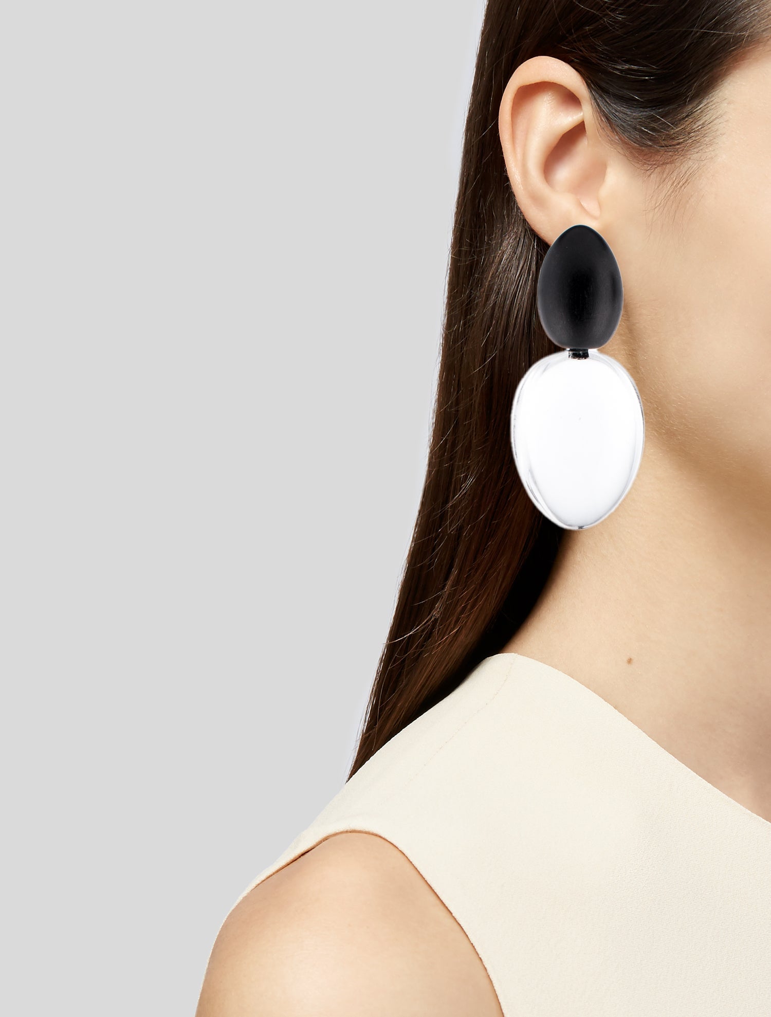 Monies Acrylic & Ebony Wood Oversized Clip-on Drop Earrings