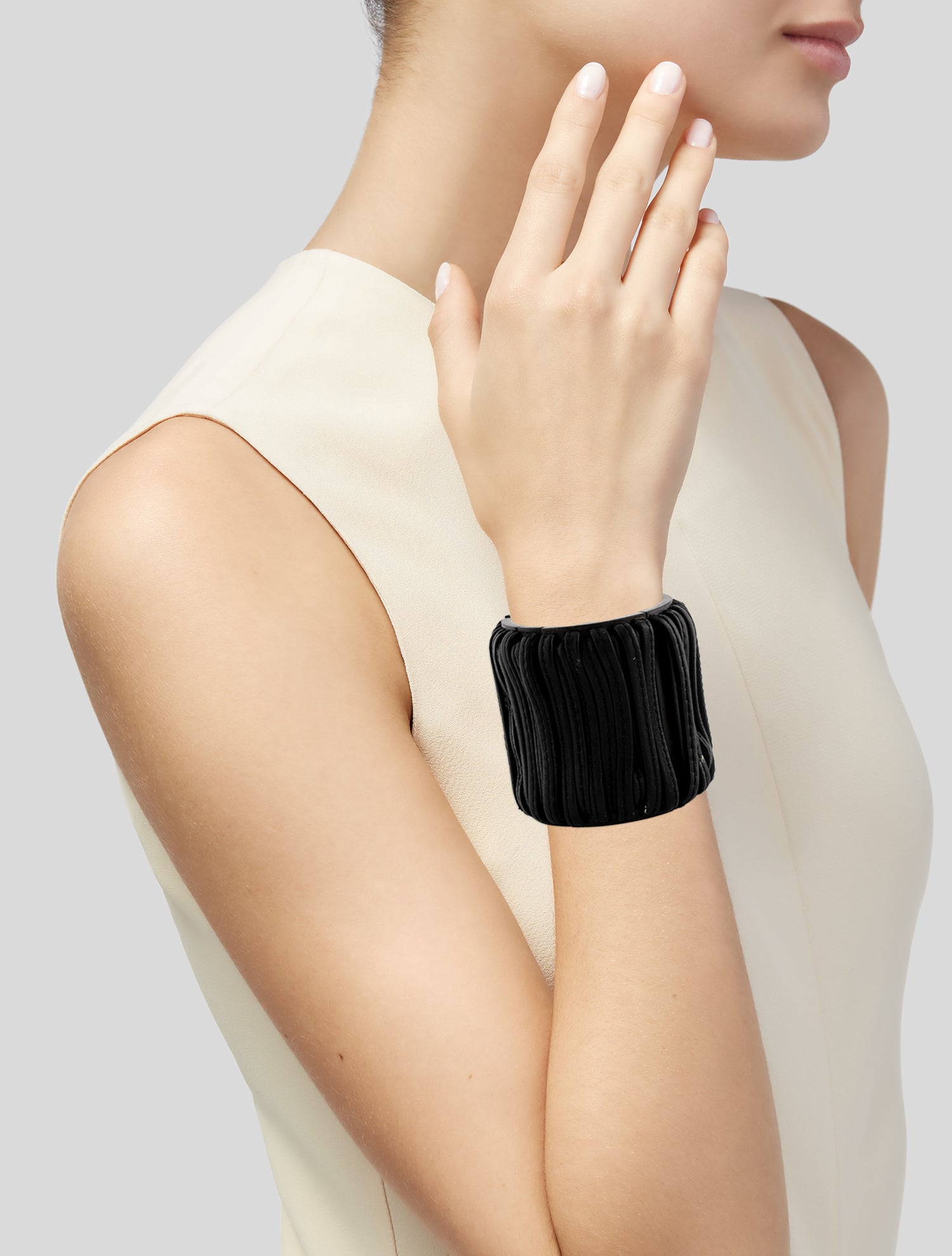 Monies Leather & Wood Wide Stretch Bracelet