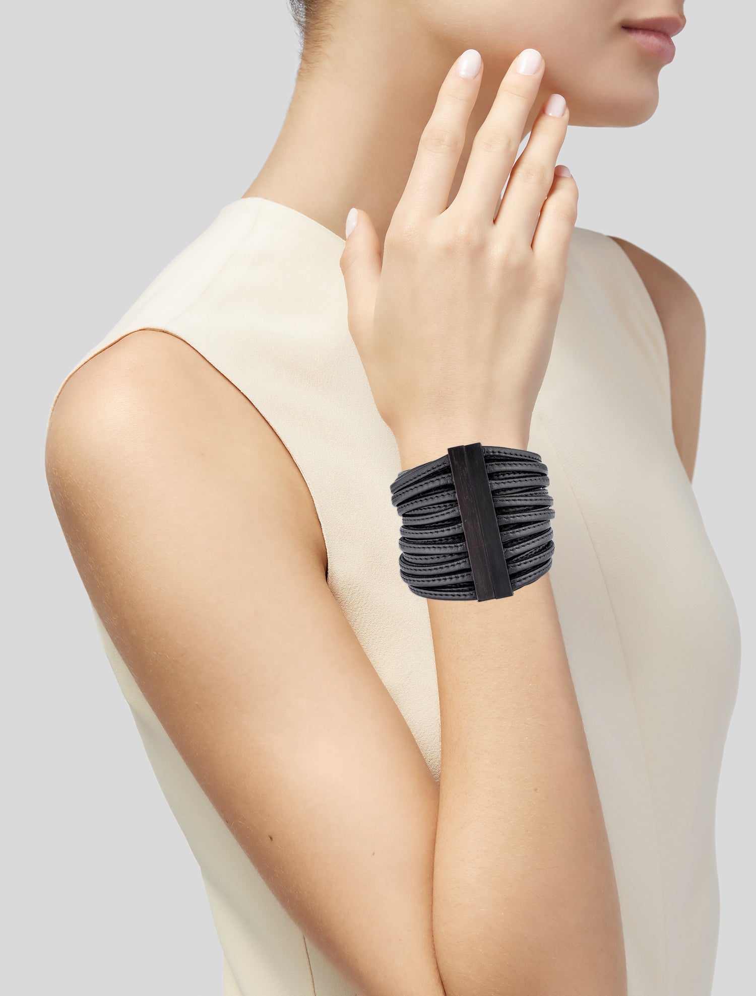 Monies Monies Multistrand Leather & Wood Wrap Bracelet