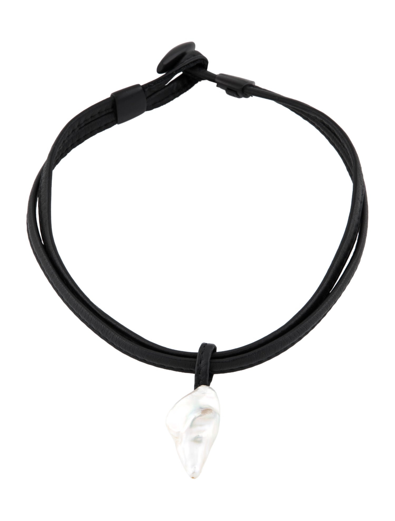 Monies Pearl, Leather & Wood Charbon Pendant Necklace