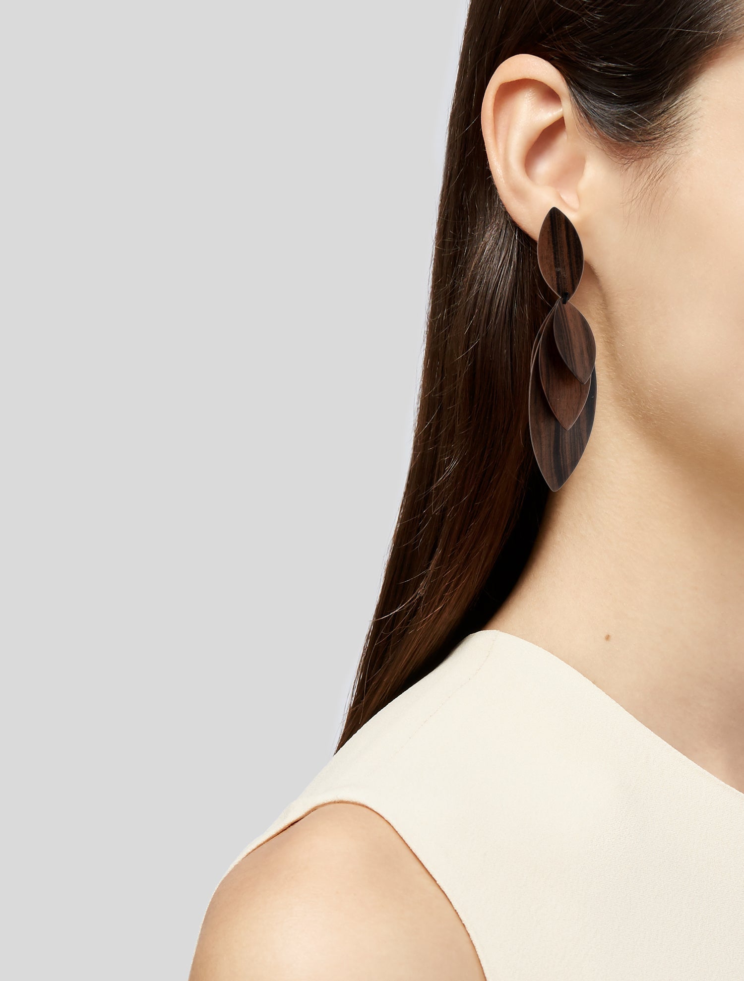 Monies Wood Leaf Drop Clip-On Earrings