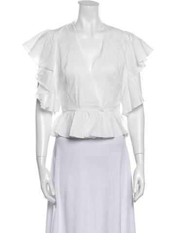 Markarian Tops V-Neck Short Sleeve Crop Top US 0 | XS