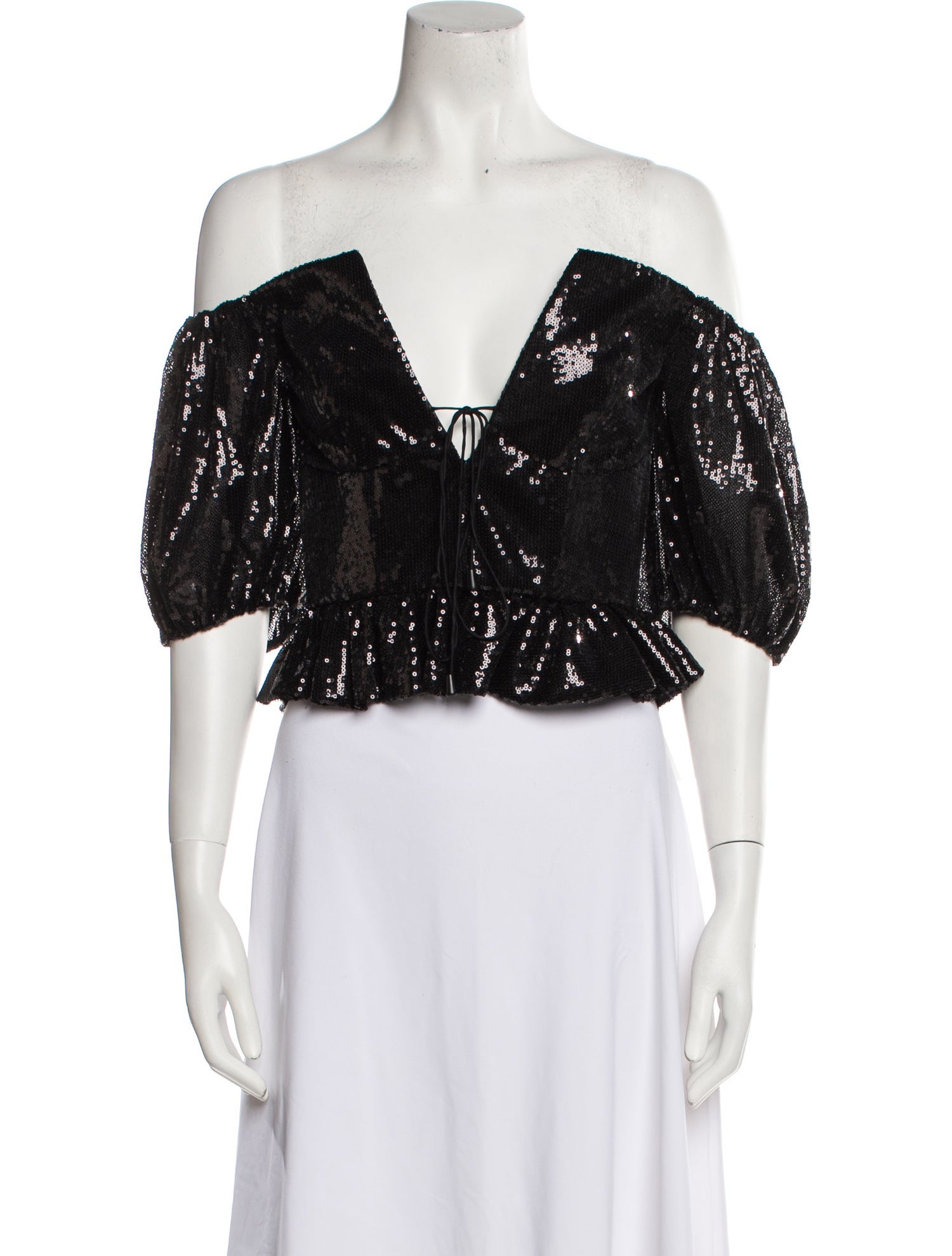 Markarian Off-The-Shoulder Three-Quarter Sleeve Crop Top