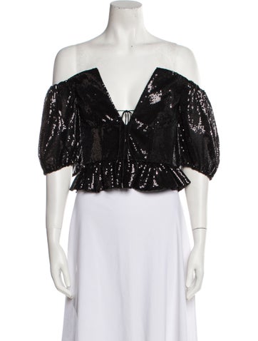 Markarian Tops Off-The-Shoulder Three-Quarter Sleeve Crop Top US 4 | S