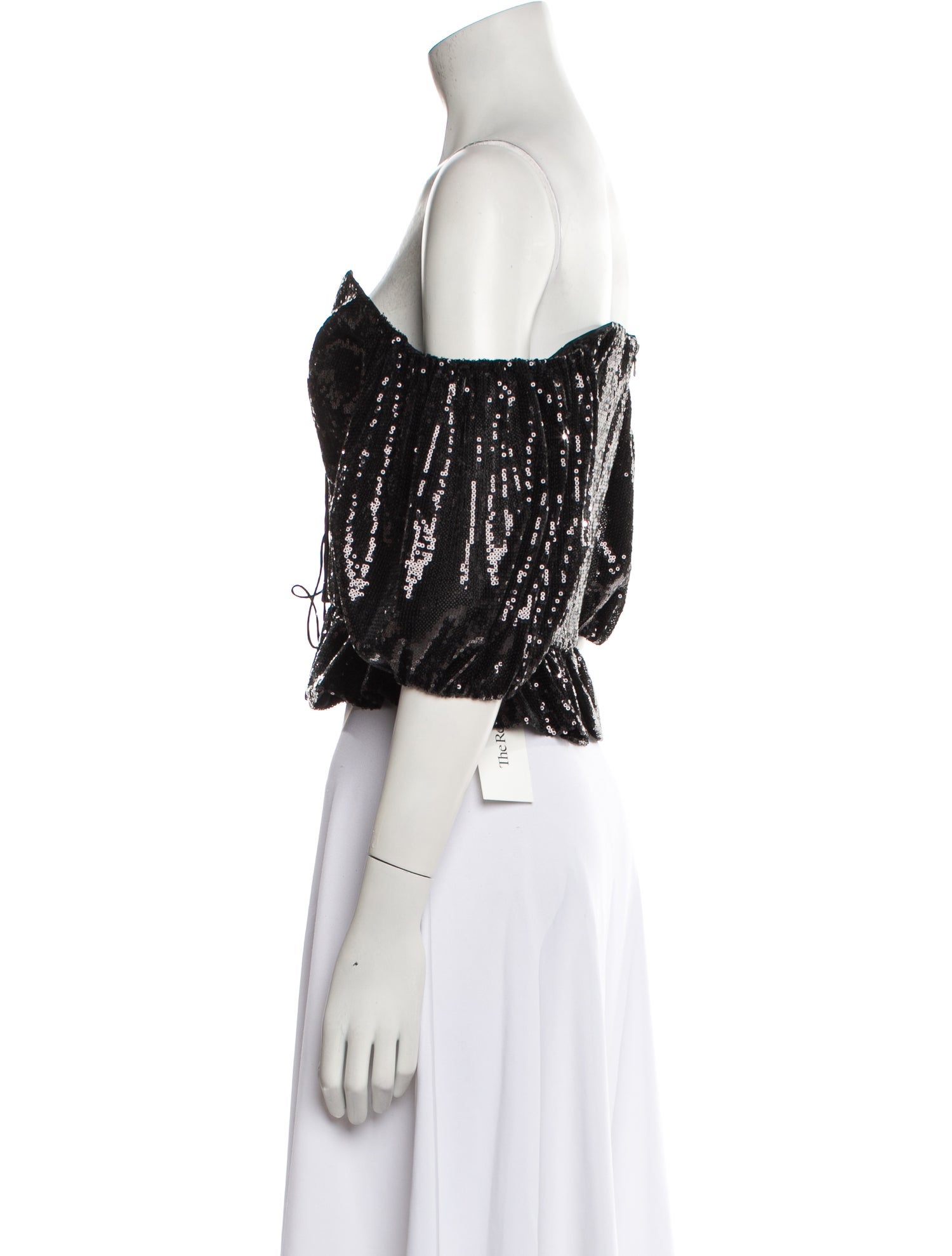 Markarian Off-The-Shoulder Three-Quarter Sleeve Crop Top