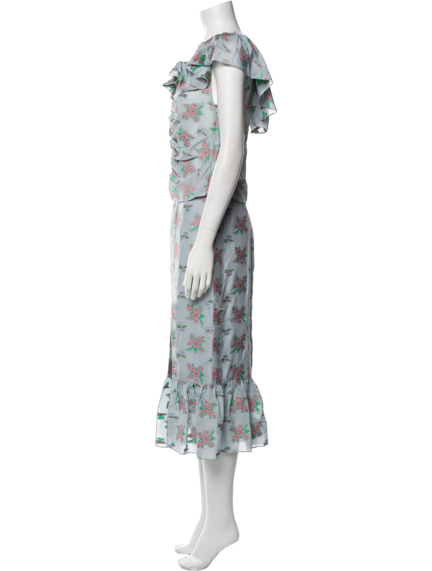 Markarian Floral Print Ruffle Embellishment Skirt Set