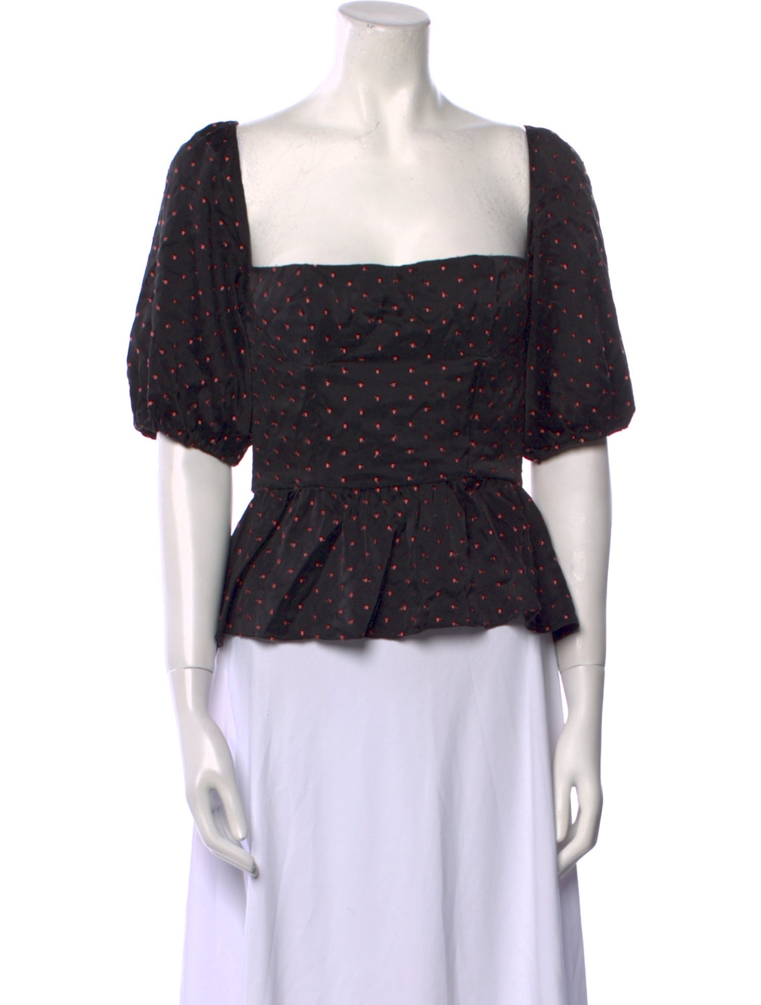 Markarian Polka Dot Print Square Neckline Crop Top