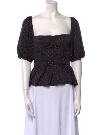 Markarian Polka Dot Print Square Neckline Crop Top