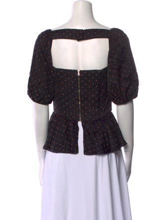 Markarian Polka Dot Print Square Neckline Crop Top