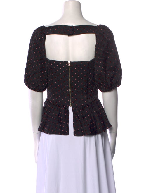 Markarian Polka Dot Print Square Neckline Crop Top