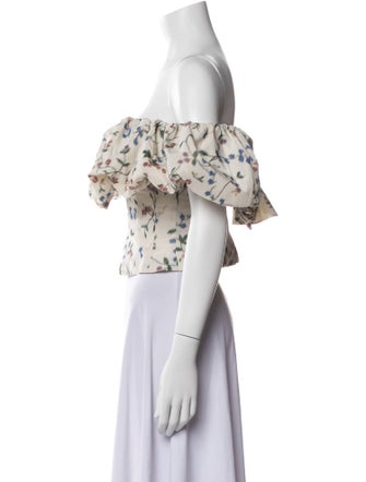 Markarian Floral Print Off-The-Shoulder Crop Top