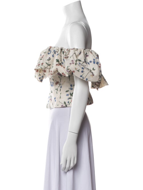 Markarian Floral Print Off-The-Shoulder Crop Top
