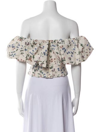 Markarian Floral Print Off-The-Shoulder Crop Top