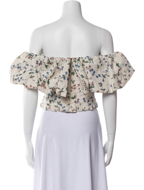 Markarian Floral Print Off-The-Shoulder Crop Top