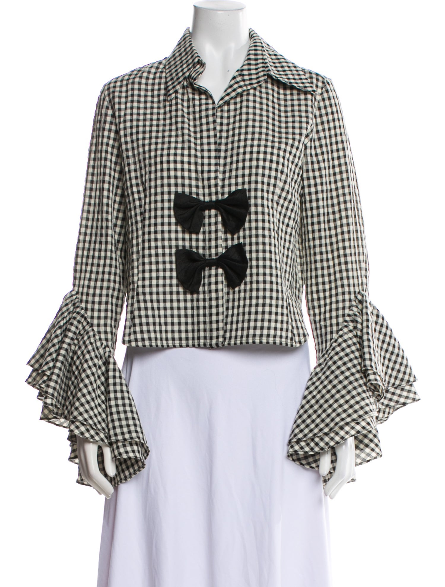 Markarian Plaid Print Long Sleeve Button-Up Top