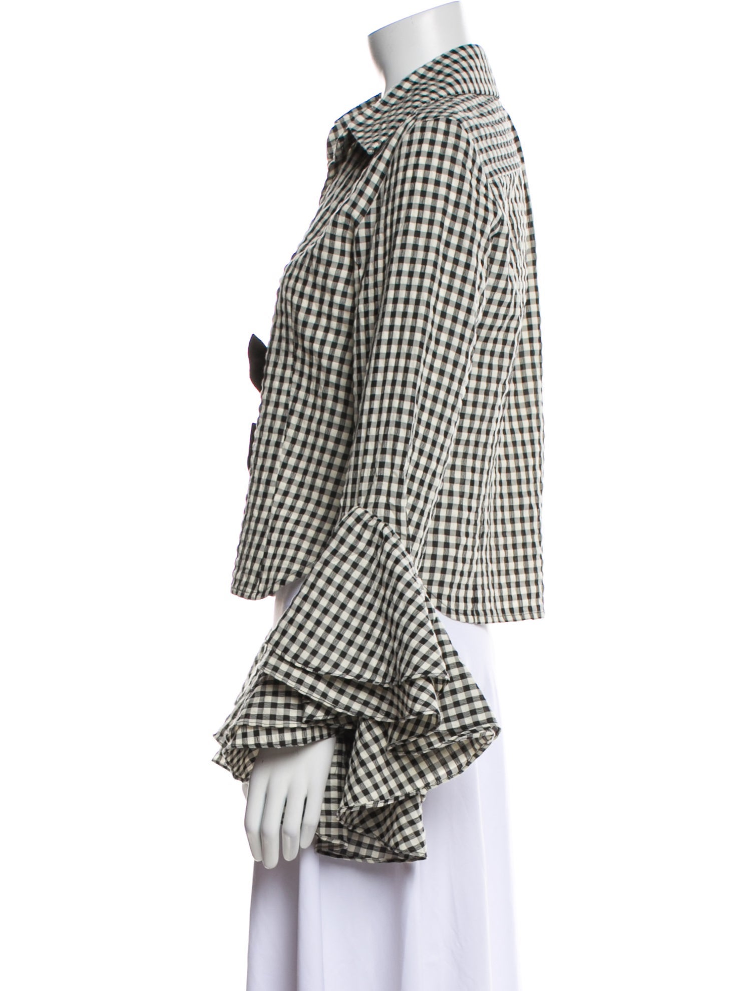 Markarian Plaid Print Long Sleeve Button-Up Top