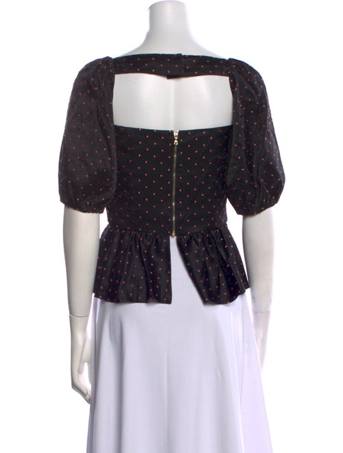 Markarian Polka Dot Print Square Neckline Crop Top