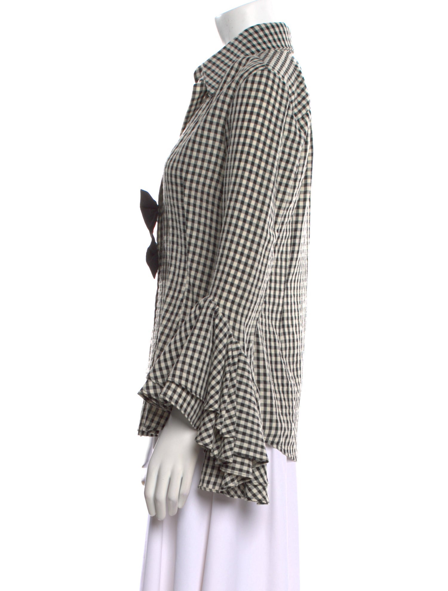 Markarian Plaid Print Long Sleeve Button-Up Top